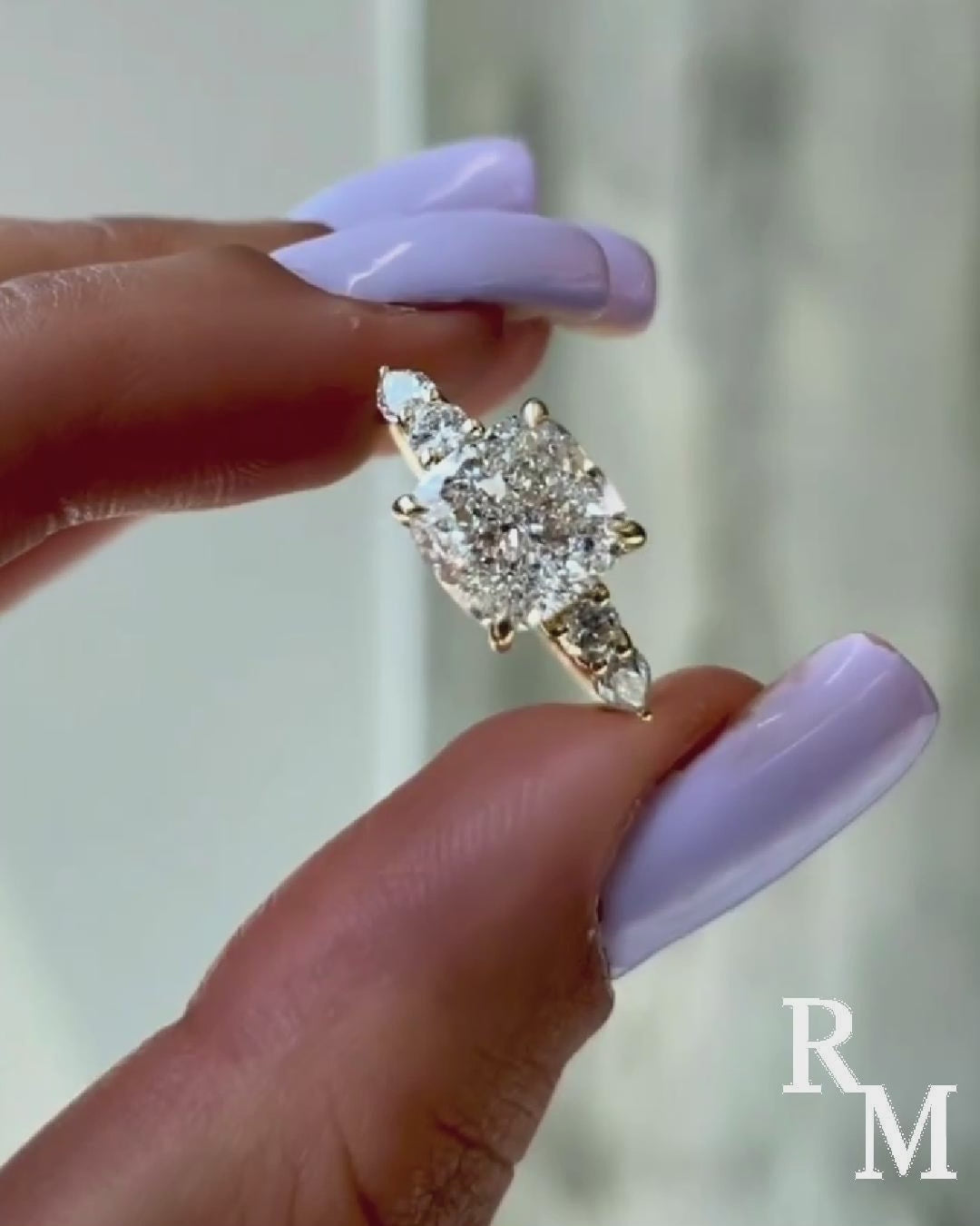 Rodiffy Moissanite 2.0 Ct Cushion Yellow Gold Bridal Ring
