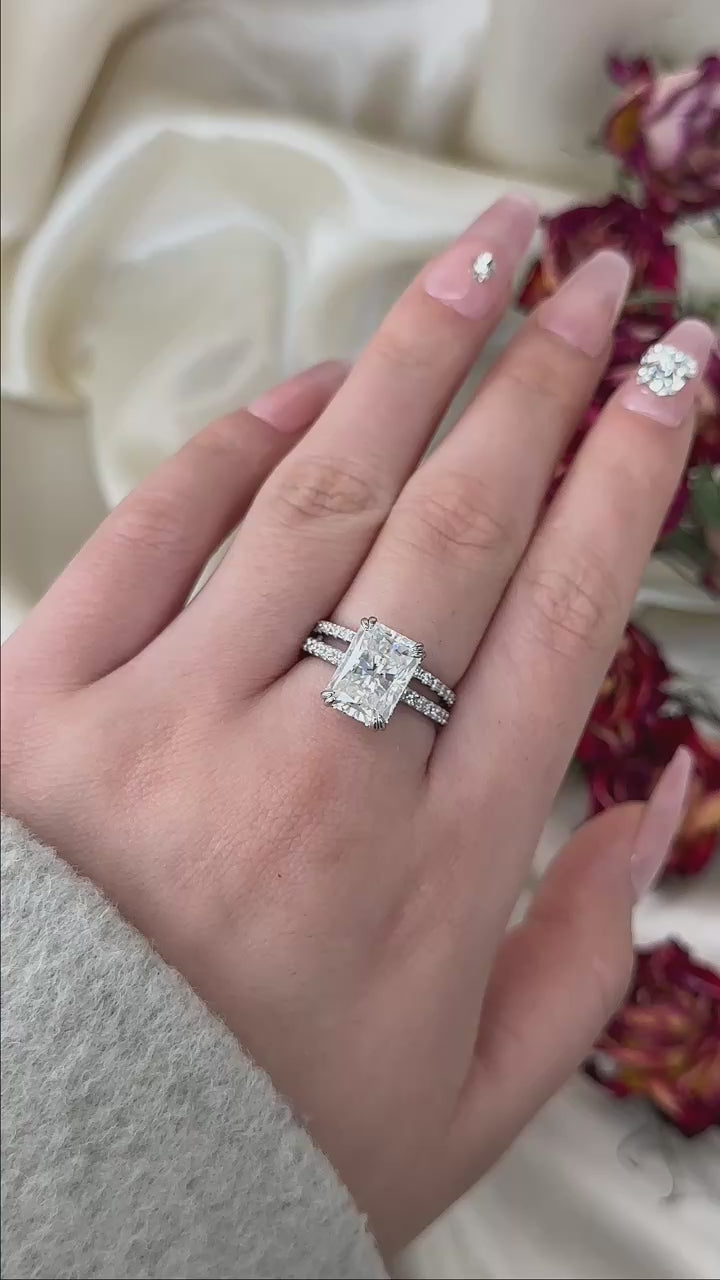 Rodiffy Moissanite 4.5 Ct Radiant Cut White Gold Wedding Ring For Women