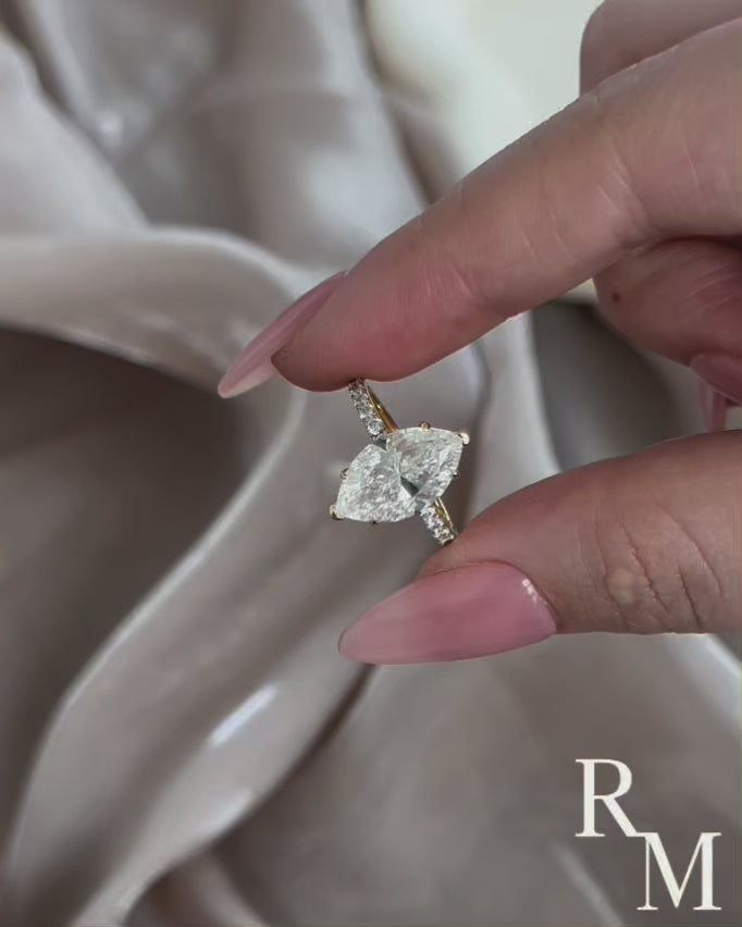 Rodiffy Moissanite 4.0 Ct Marquise Cut Yellow Gold Half-Coverage Engagement Ring