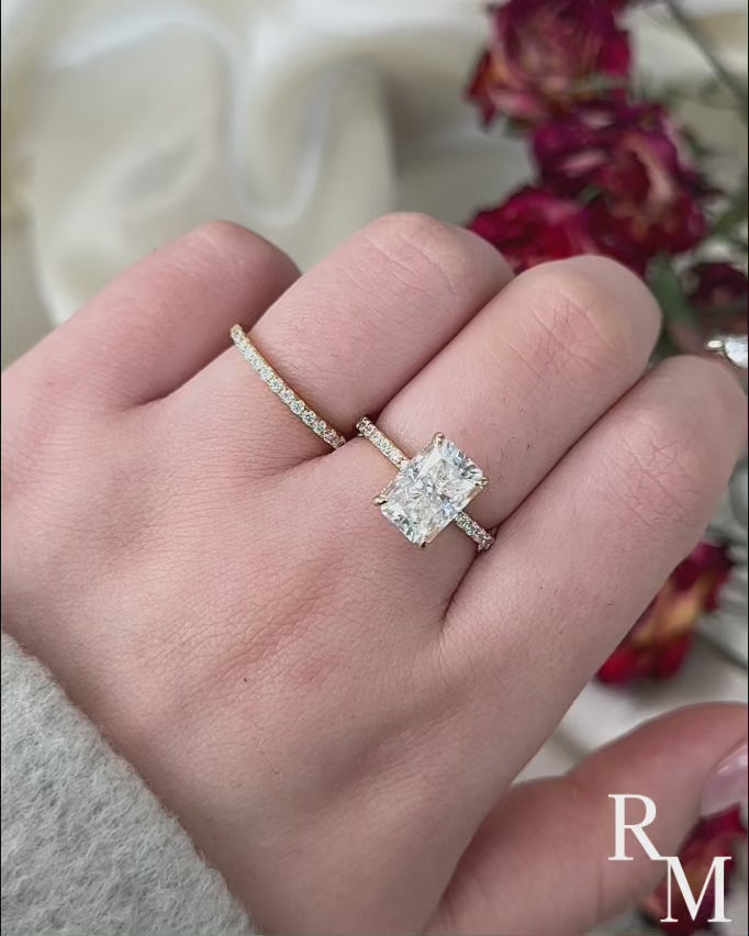 Rodiffy Moissanite 3.5 Ct Radiant Cut Yellow Gold Wedding Ring For Women