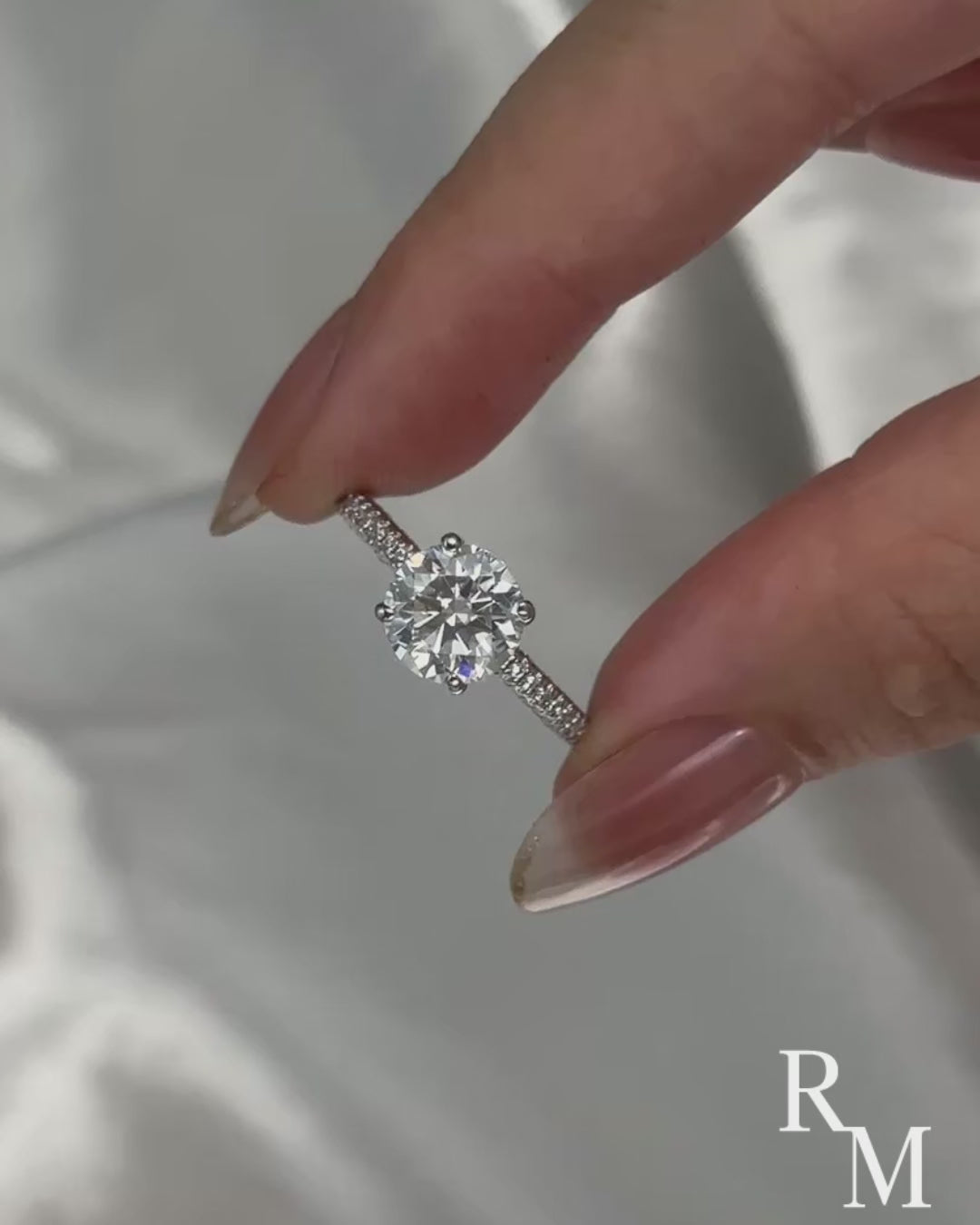 Triple Row Pavé 2.0Ct Round Cut Moissanite Engagement Ring In Sterling Silver