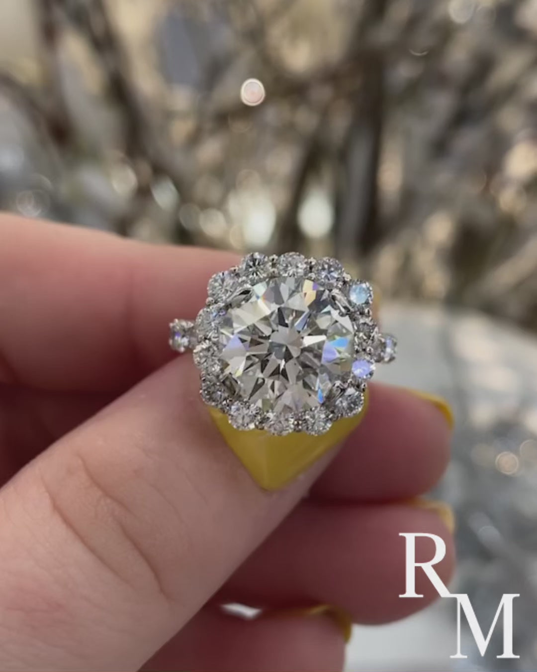 Moissanite 2.0 Ct Halo Round Cut White Gold Engagement Ring