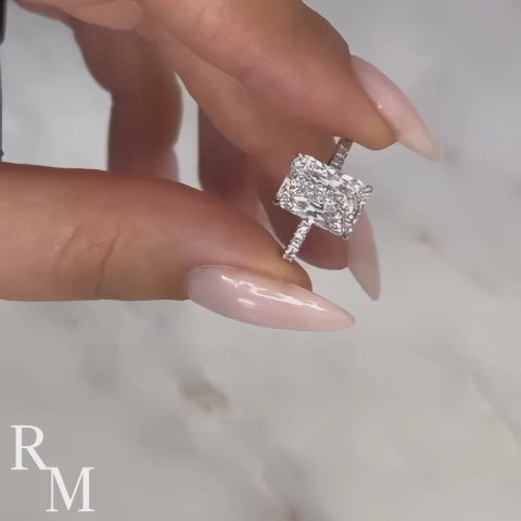 Rodiffy Moissanite 2.0 Ct~3.5 Ct Radiant Cut White Gold Engagement Ring For Women