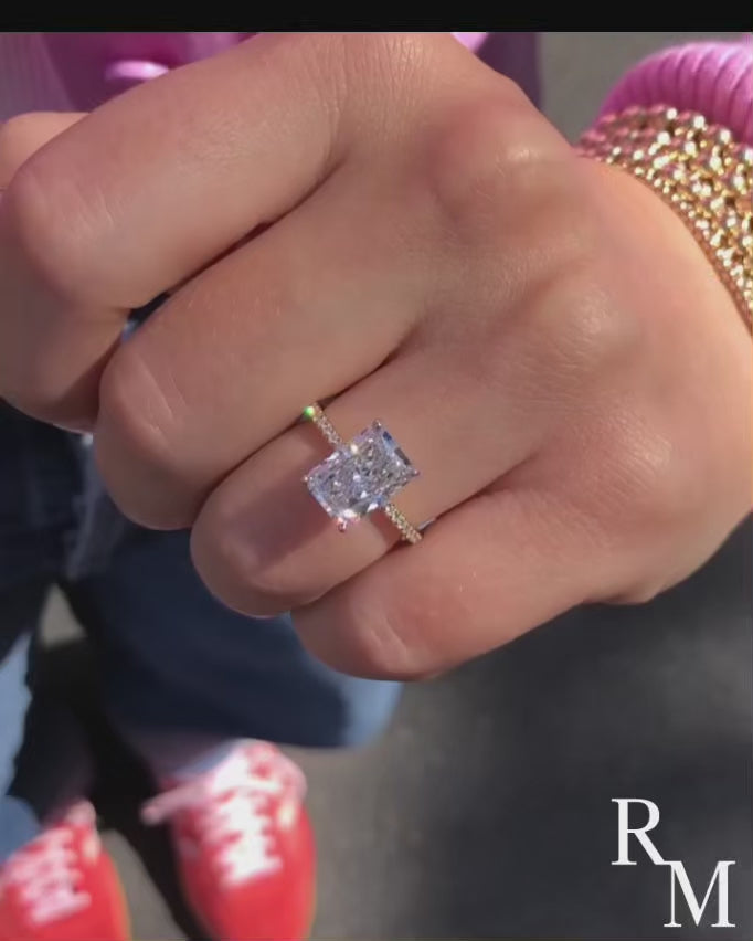Rodiffy Moissanite 4.5Ct Radiant Cut Yellow Gold Travel Promise Ring