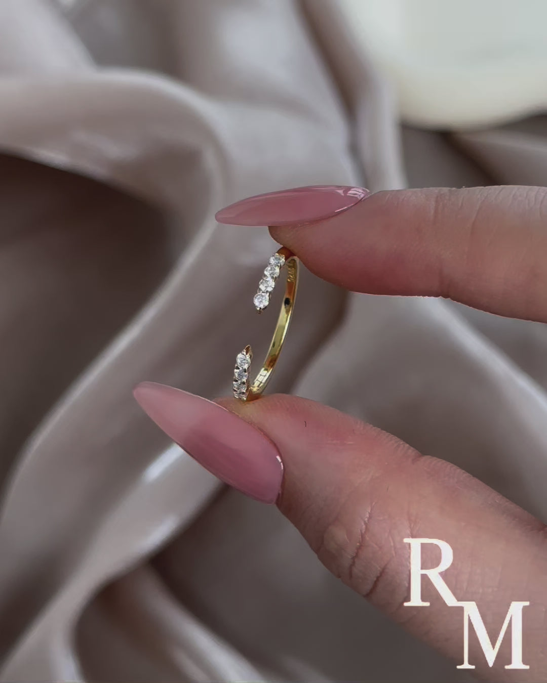 Rodiffy 0.2Ct Round Cut Yellow Gold Open Moissanite Diamond Wedding Band