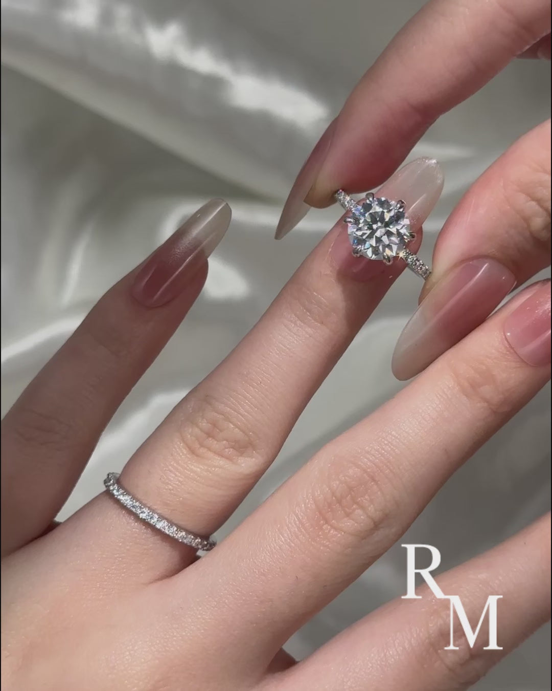 Moissanite 3.0Ct Round Cut White Gold Bridal Wedding Ring Set