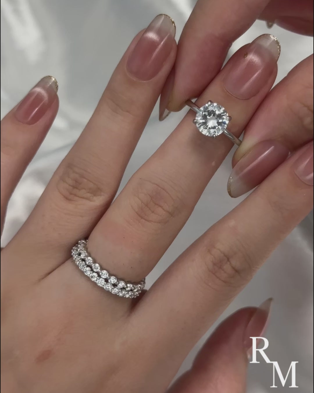 Moissanite Solitaire 2.0 Ct Round Cut White Gold Engagement Ring with Round & Marquise Accents Bands