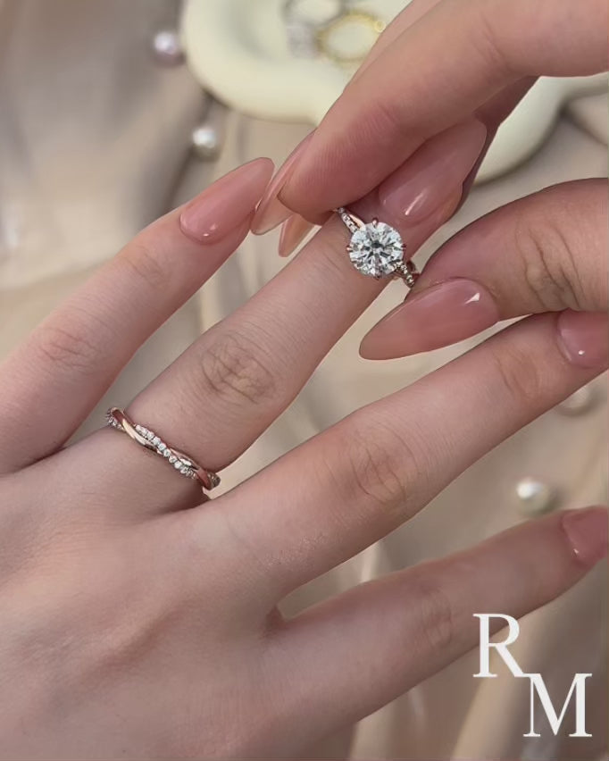 Rodiffy Moissanite 2.0 Ct Twist Rose Gold Pave Wedding Ring Set