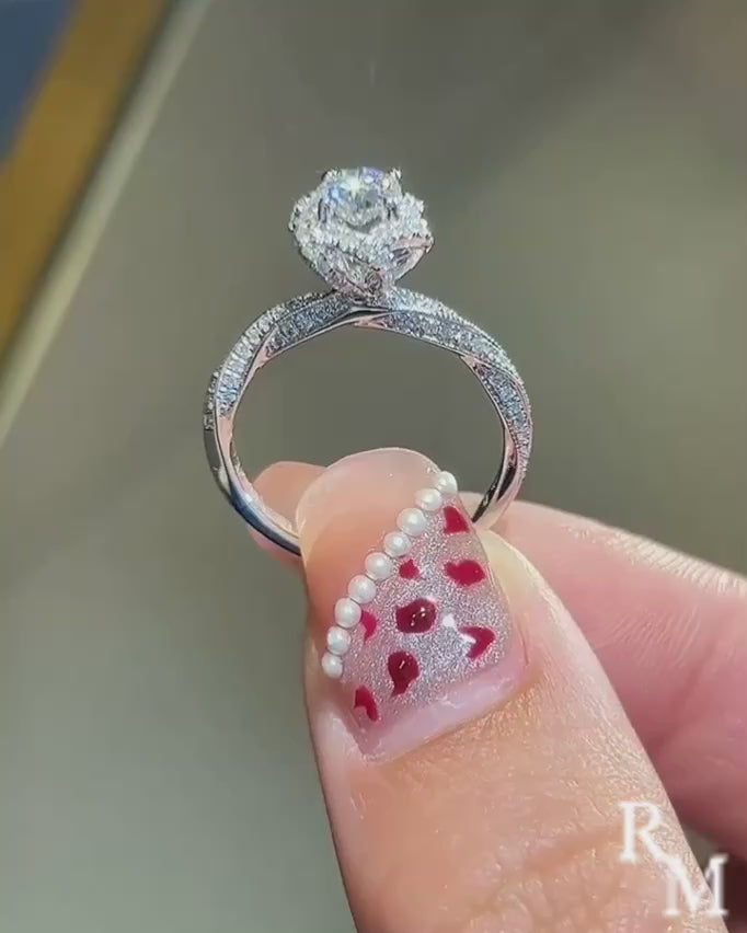Rodiffy Moissanite 1.0 Ct Flower Design Promise Ring For Women