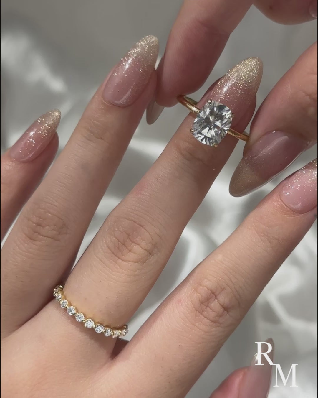 Moissanite 4.0 Ct Solitaire Cushion Cut Yellow Gold Wedding Set