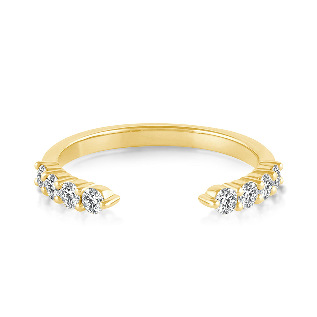 Rodiffy 0.2Ct Round Cut Yellow Gold Open Moissanite Diamond Wedding Band