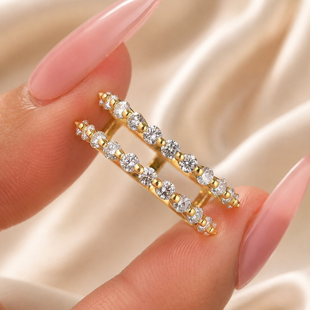 S925 Moissanite Classic 0.77Ct Round Cut Insert Wedding Band