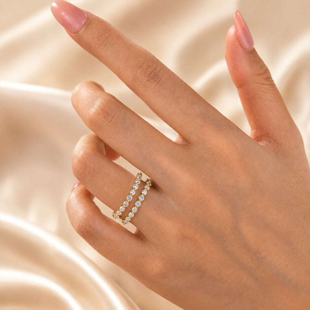 S925 Moissanite Classic 0.77Ct Round Cut Insert Wedding Band