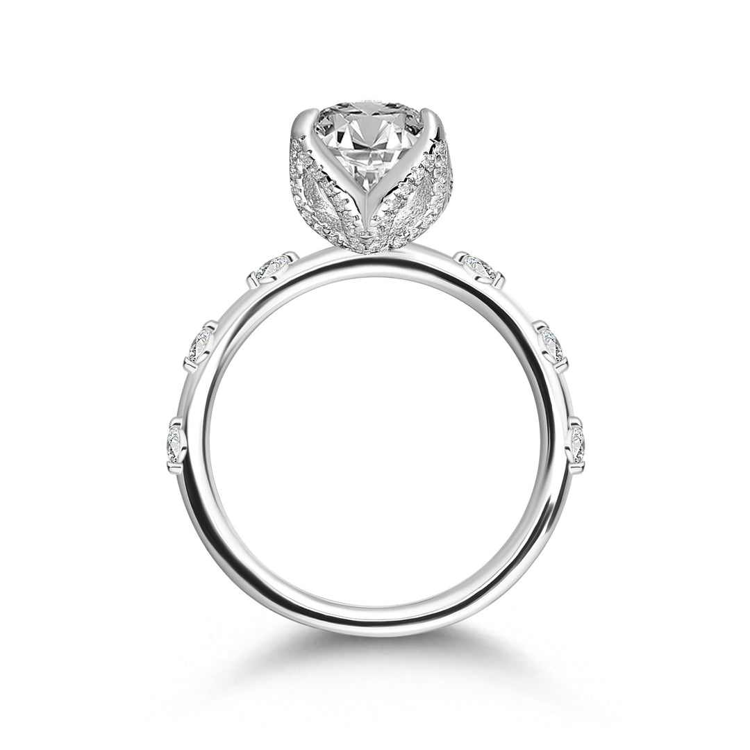Moissanite 2.5Ct Oval Cut White Gold Engagement Ring