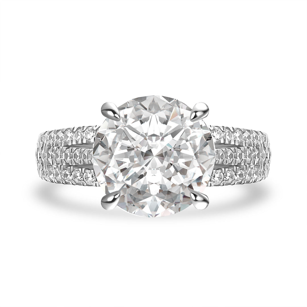 Moissanite Split Shank 4.0Ct Round Cut White Gold Engagement Ring