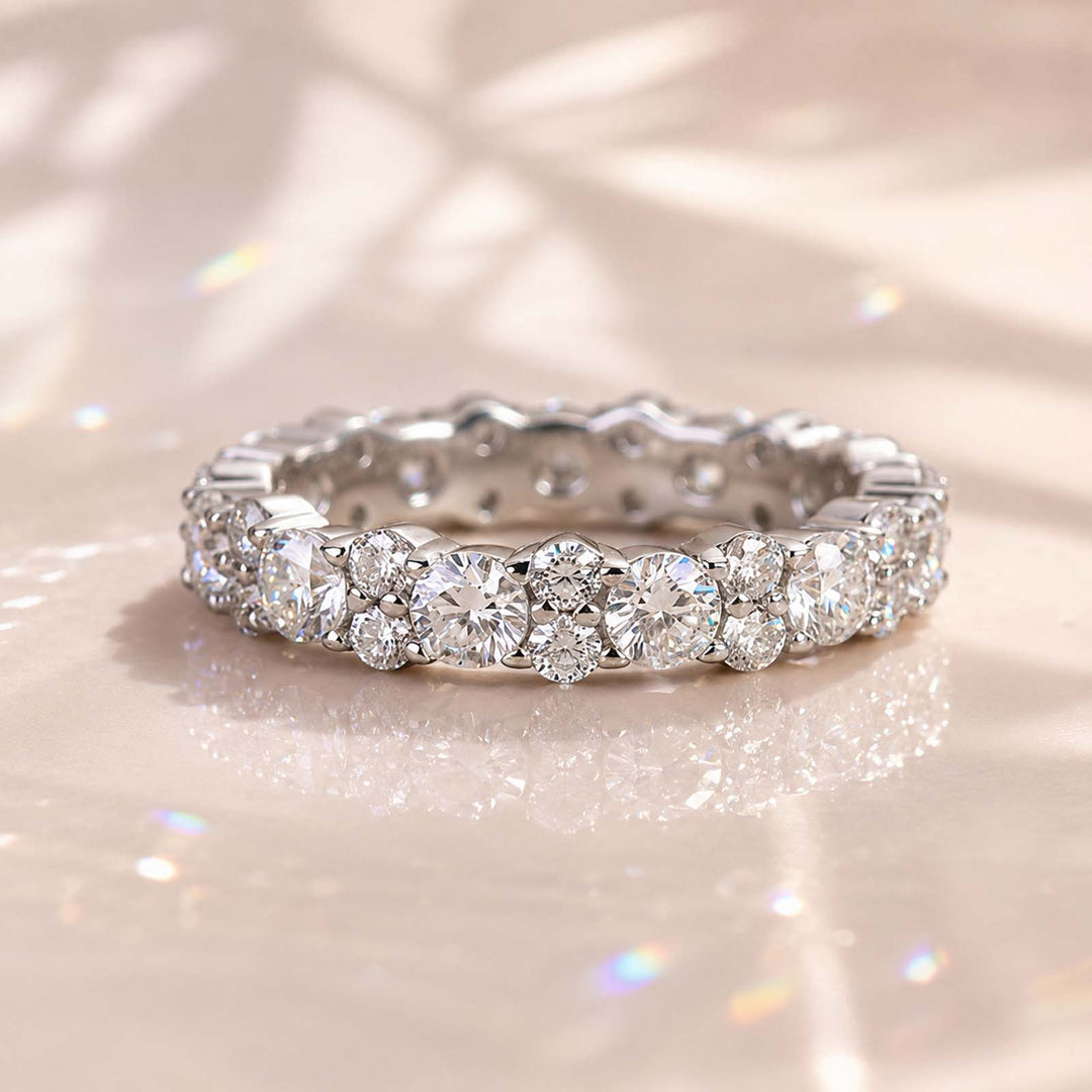 Rodiffy Moissanite 2.5 Ct Round Cut Full Wedding Band for Women