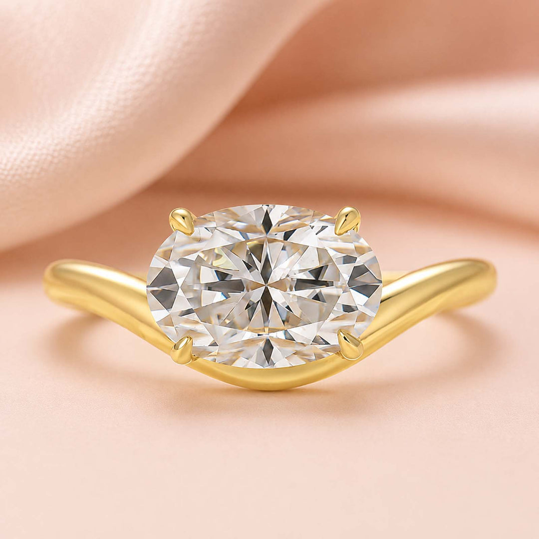 S925 Moissanite 2.5Ct Oval Cut Solitaire Ring 18K Gold Plated Promise Ring Everyday Wear Ring
