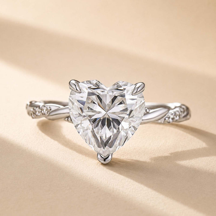 S925 Elegant Moissanite 3.0Ct Heart Cut Twist Romantic Everyday Wearable Ring For Date Nights