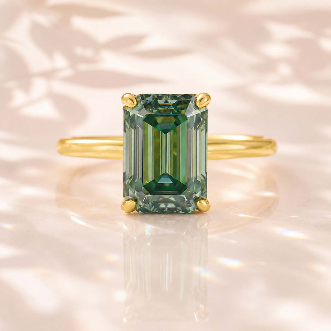 Rodiffy Moissanite 3.5 Ct Emerald Cut Solitaire Engagement Ring For Her