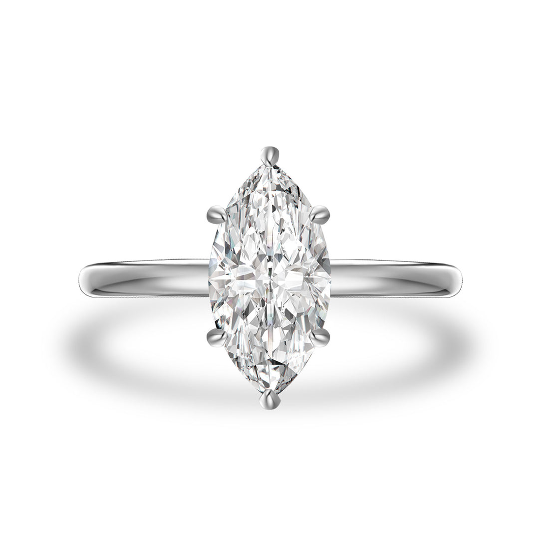 Moissanite 1.0 Ct/2.0 Ct/3.0Ct Marquise Cut Solitaire White Gold Promise Ring For Women