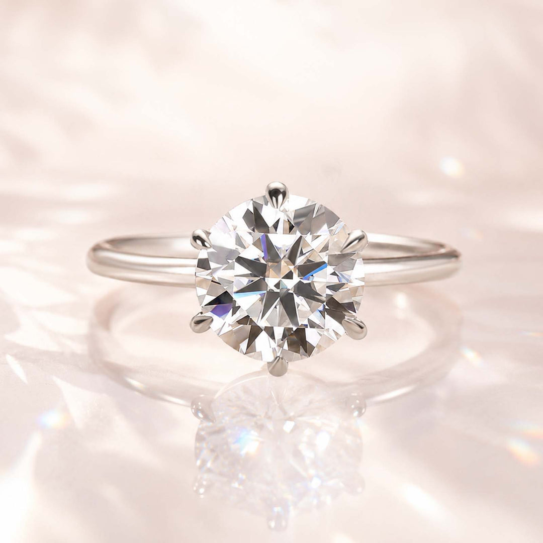 Rodiffy Moissanite 2.0 Ct ~ 4.0 Ct Round Cut 6 Prong Engagement Ring For Women