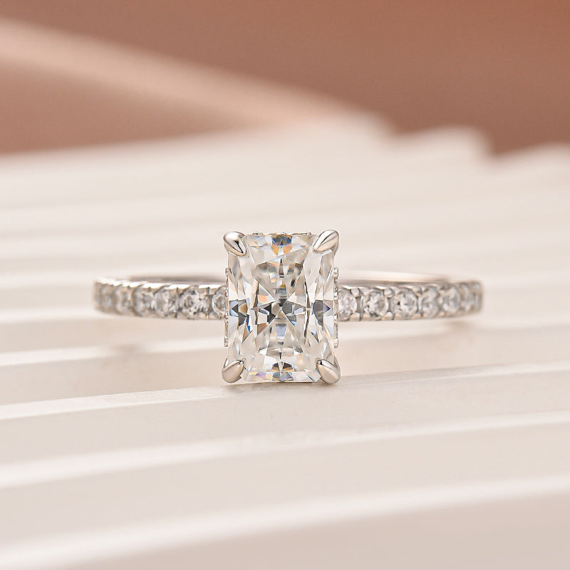 Rodiffy Moissanite 1.0Ct Radiant Cut White Gold Engagement Ring For Women