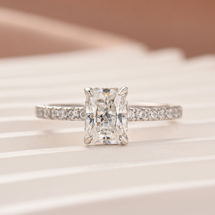 Rodiffy Moissanite 1.0Ct Radiant Cut White Gold Engagement Ring For Women