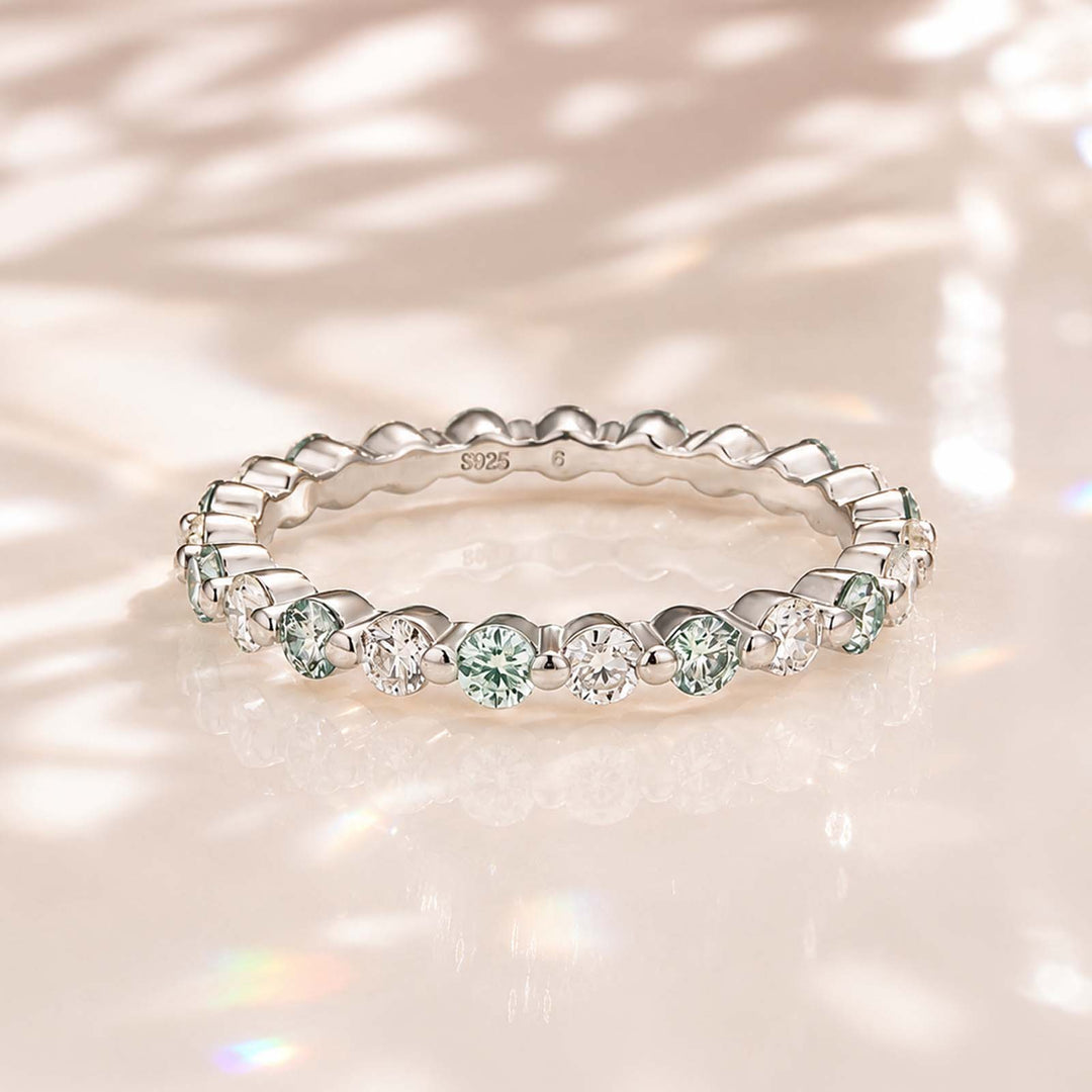 Rodiffy Moissanite 1.2 Ct Green Round Cut White Gold Anniversary Ring