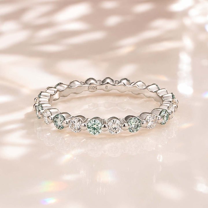 Rodiffy Moissanite 1.2 Ct Green Round Cut White Gold Anniversary Ring