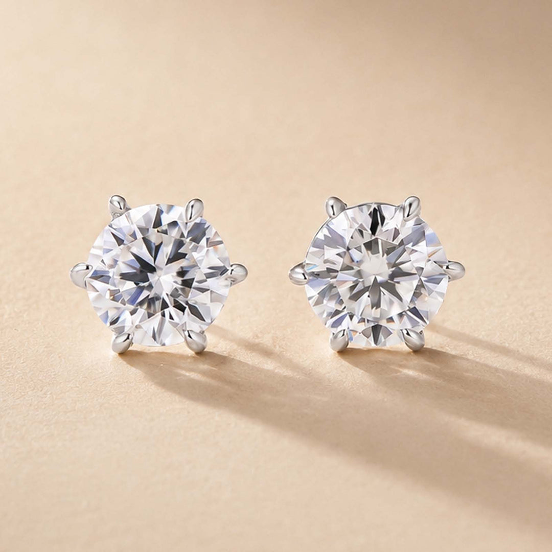 S925 Moissanite 0.8Ct*2PC Round Cut 18K White Gold Plated Stud Earrings For Daily Wear