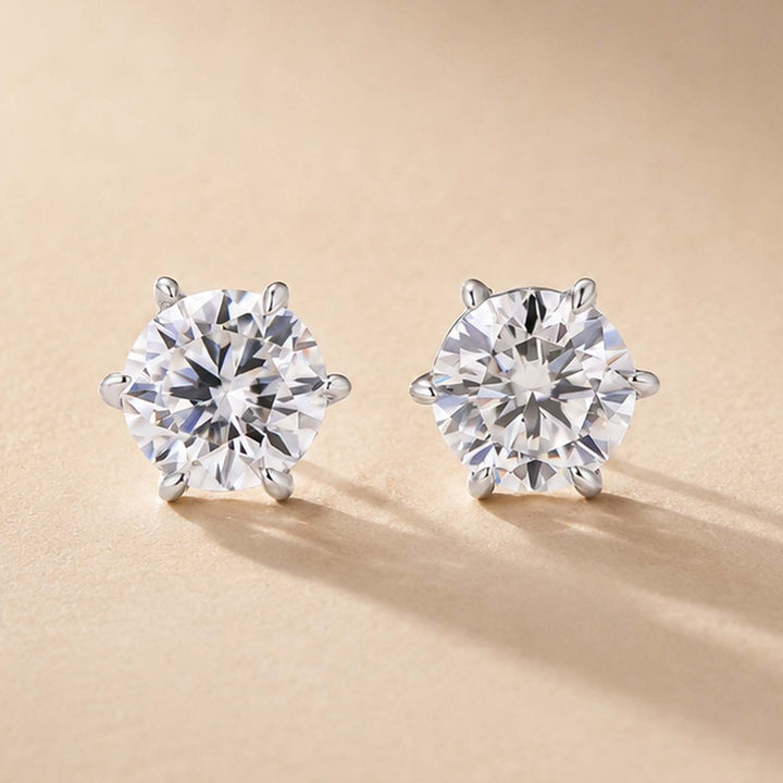S925 Moissanite 0.8Ct*2PC Round Cut 18K White Gold Plated Stud Earrings For Daily Wear