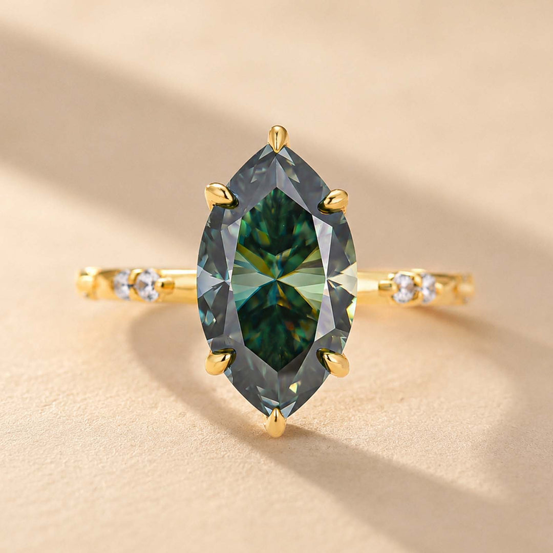 S925 Moissanite 4.0Ct Marquise Cut Green Self-Love Ring For Everyday Wear