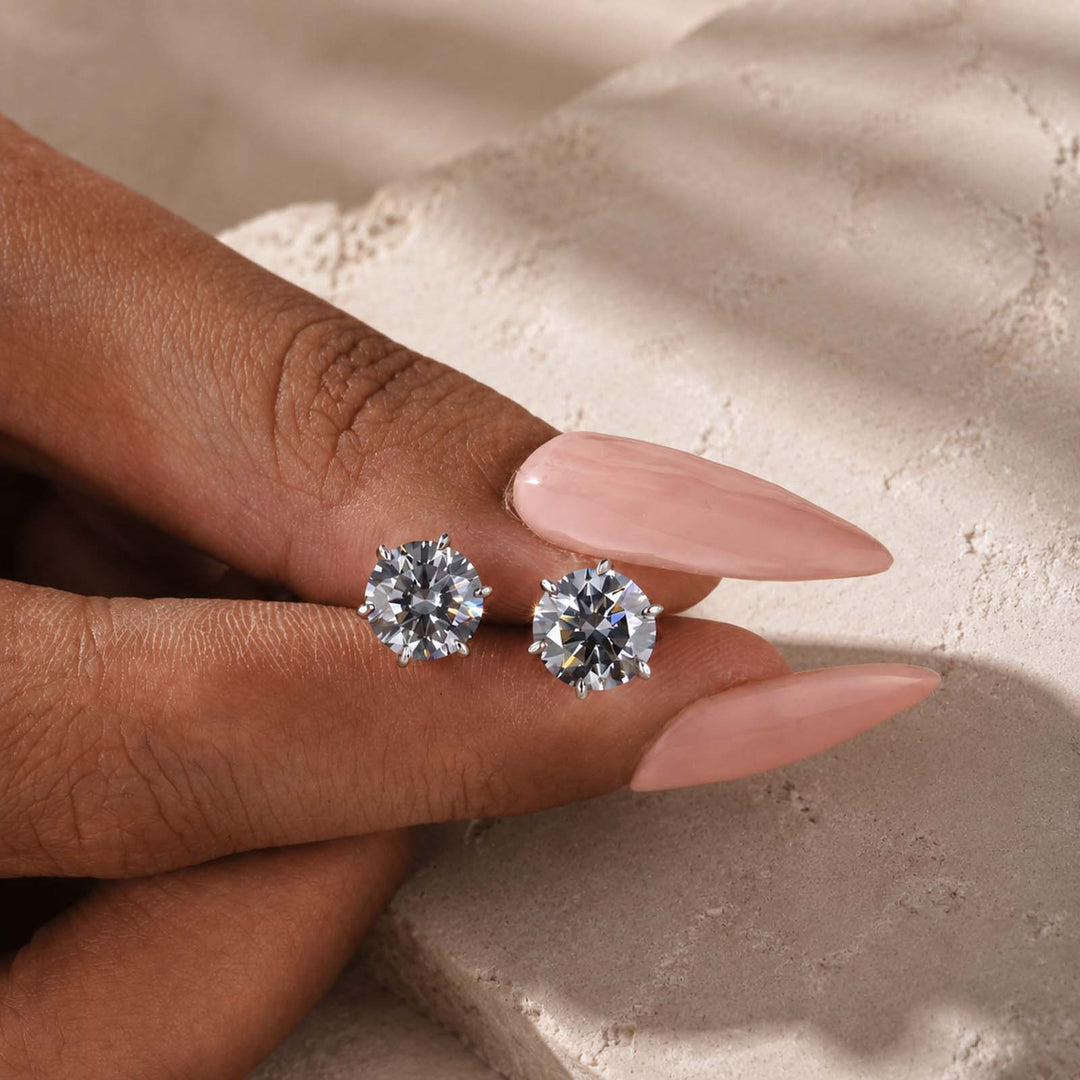 S925 Moissanite 1.2*2 Round Cut Grey Classic Stud Earrings For Daily Wear