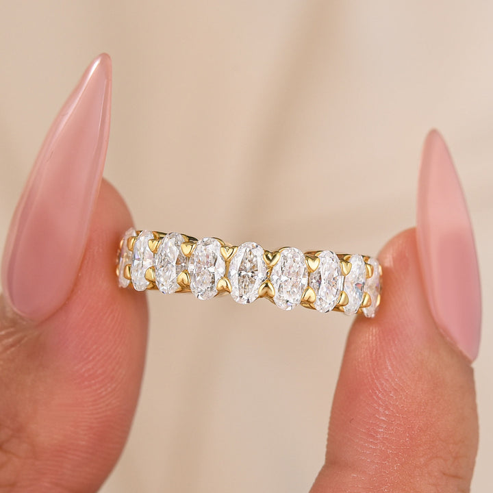 Moissanite 5.0CT Oval Cut Stackable Full Eternity Statement Ring For Daily Wear