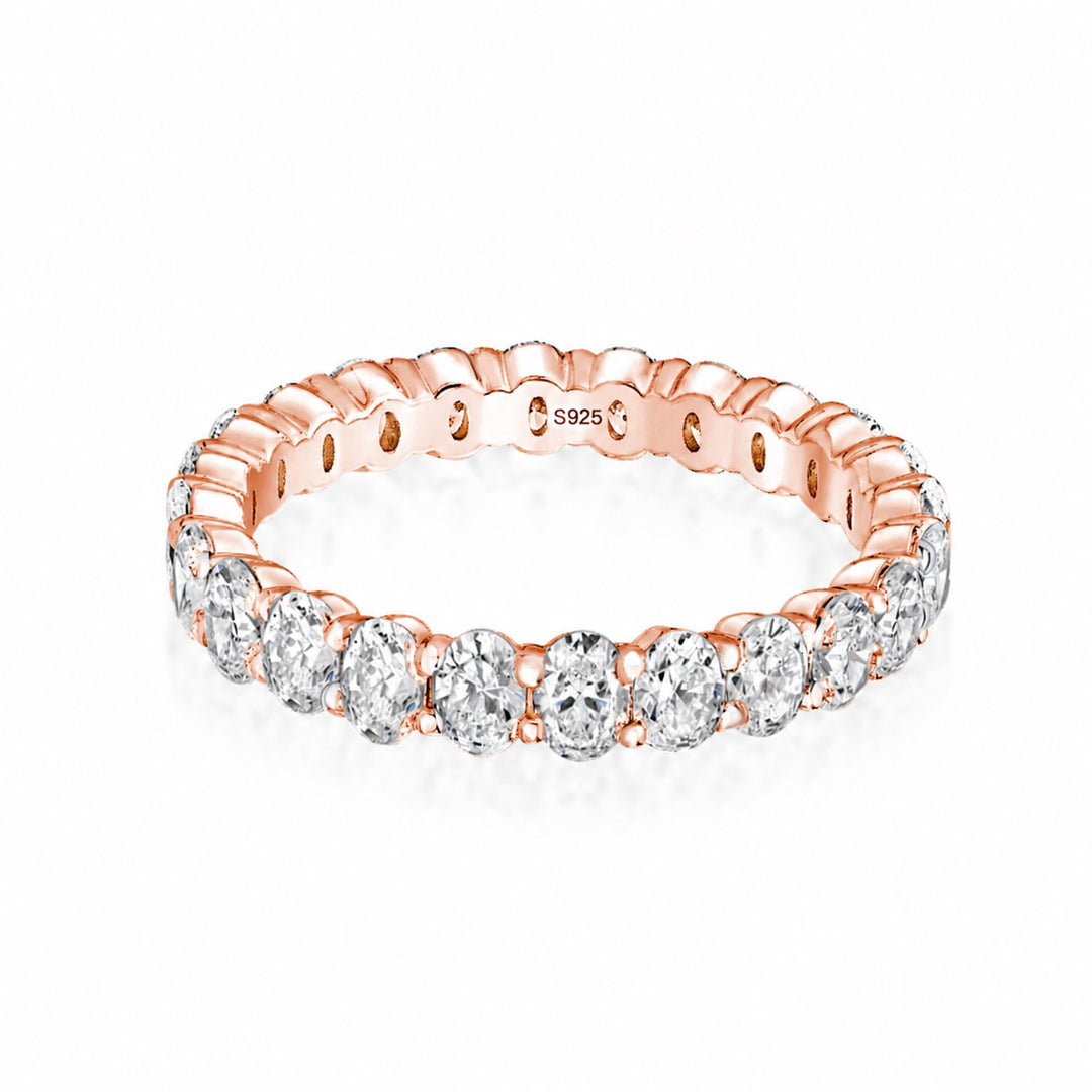 Rodiffy Moissanite 3.0 Ct Oval Cut Full Rose Gold Wedding Band for Women
