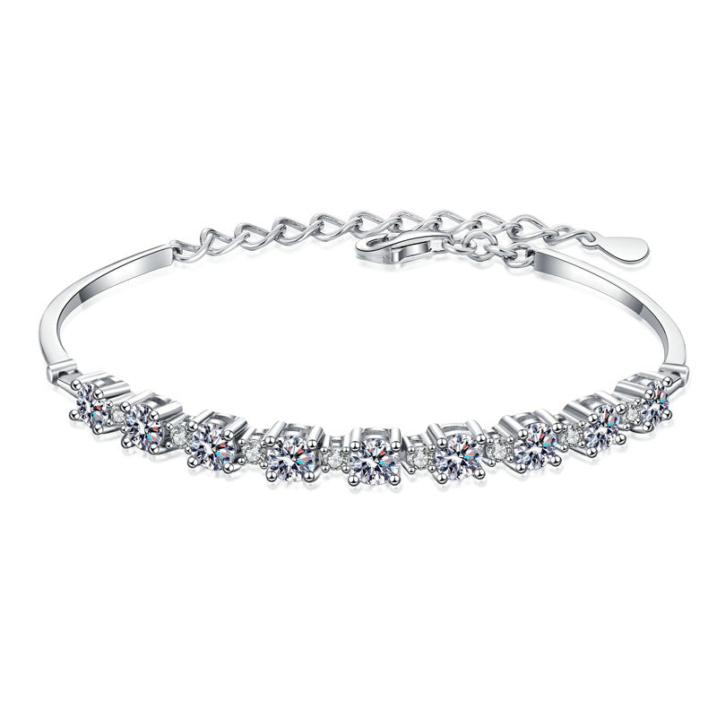 Rodiffy Moissanite 3.0 Ct White Gold Round Cut Bracelet