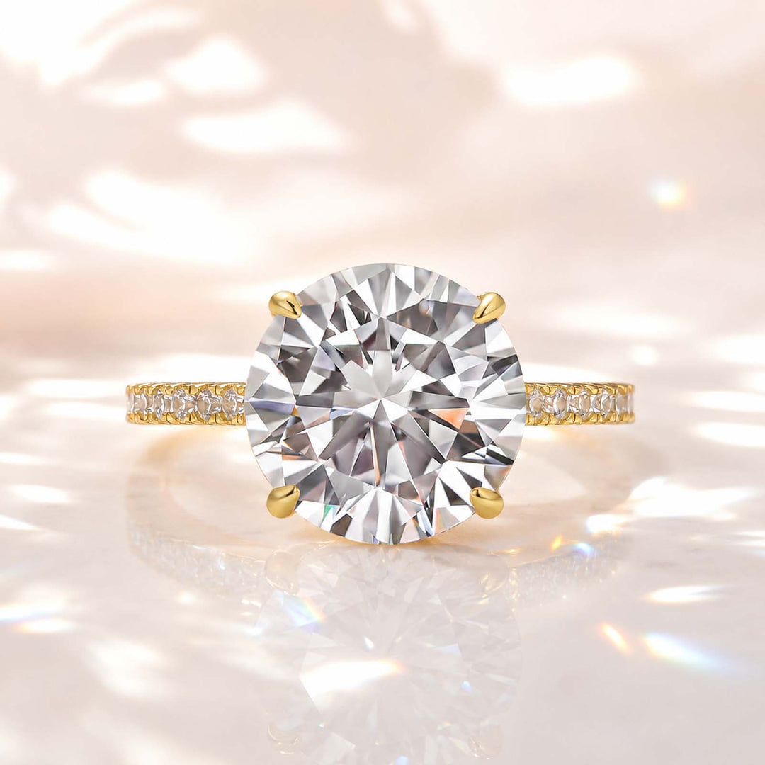 Rodiffy Moissanite 4.0 Ct Round Yellow Gold Engagement Ring