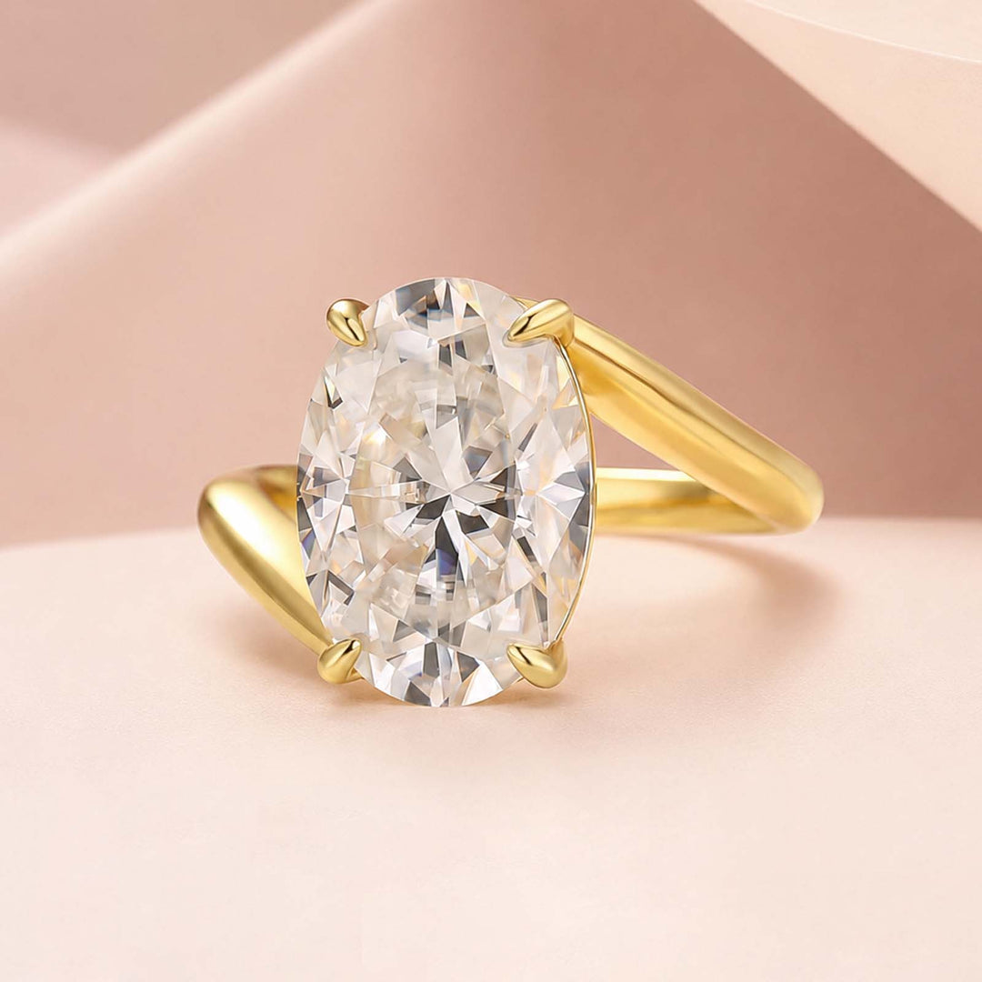Bypass 2.0Ct/5.5 Ct Oval Cut Solitaire Engagement Ring In 925 Sterling Silver