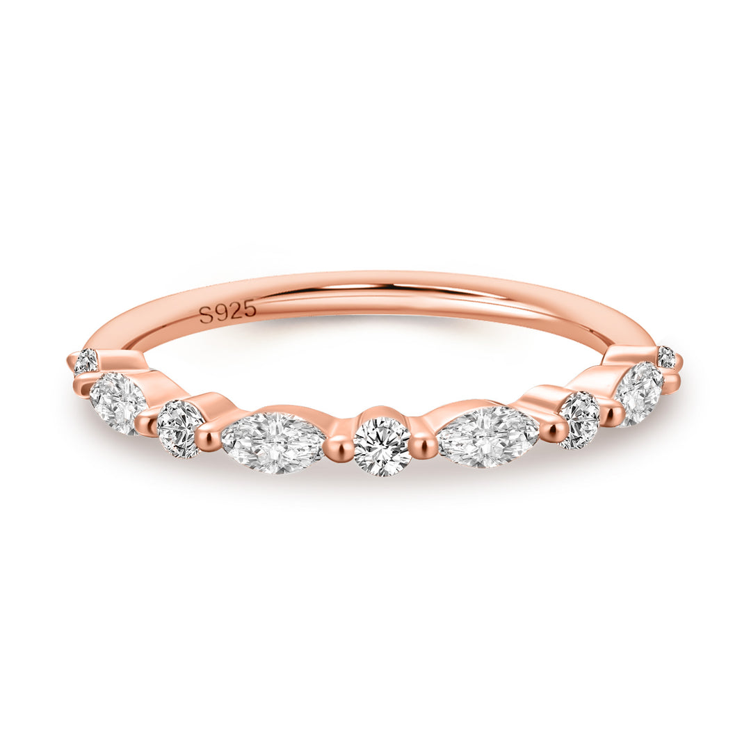 Rodiffy Moissanite 0.55 Ct Marquise-Round Rose Gold Wedding Band