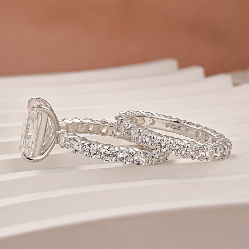 Moissanite 3.5 Ct Radiant Cut White Gold Wedding Ring Set For Women