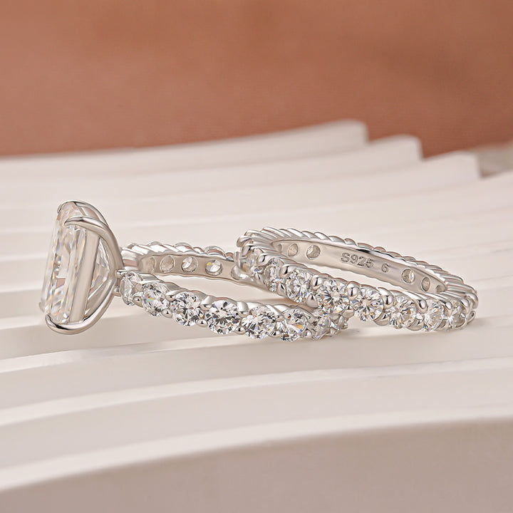 Moissanite 3.5 Ct Radiant Cut White Gold Wedding Ring Set For Women