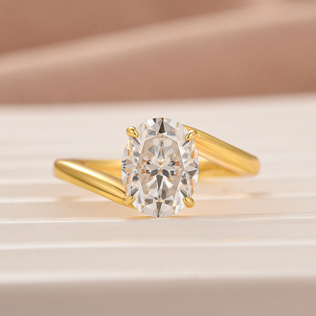 Bypass 2.0Ct/5.5 Ct Oval Cut Solitaire Engagement Ring In 925 Sterling Silver