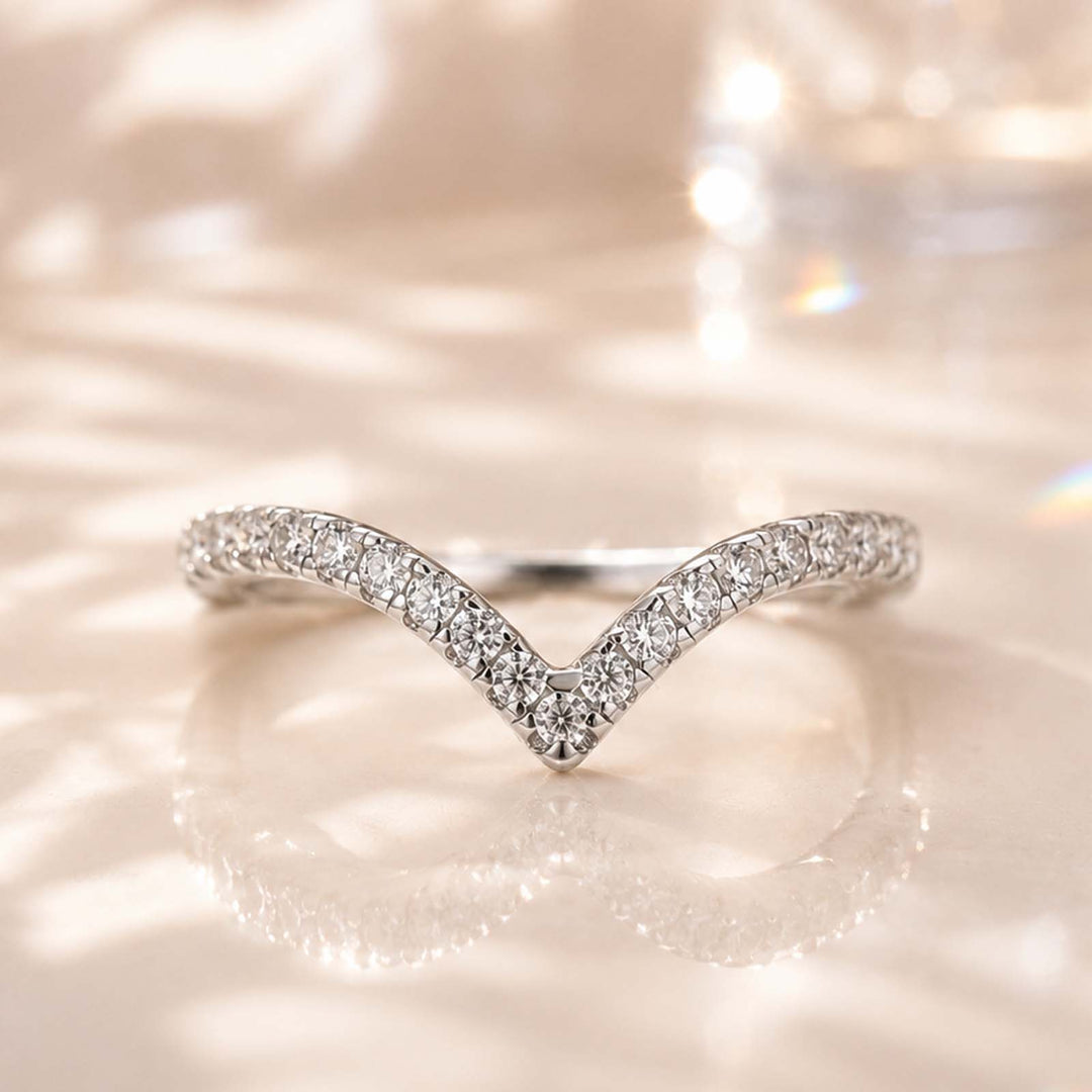 Moissanite Petite Pavé Curved Matching Wedding Ring