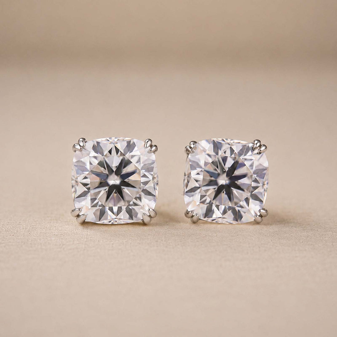 S925 Moissanite 1.5Ct*2 Cushion Cut Brilliant Stud Earrings In Sterling Silver Earring Gift For Women