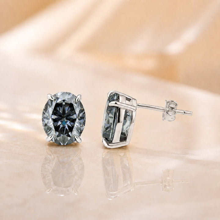 S925 Moissanite 3Ct*2Pcs Oval Cut Stud Earrings Classic Daily Wedding Jewelry Gift For Women