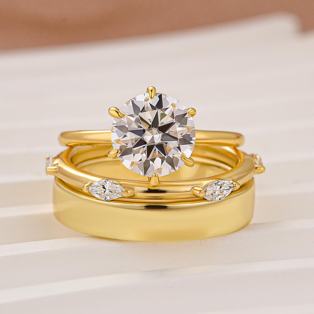 Moissanite 3PC 2.0Ct Round Cut Wedding Ring Set For Women