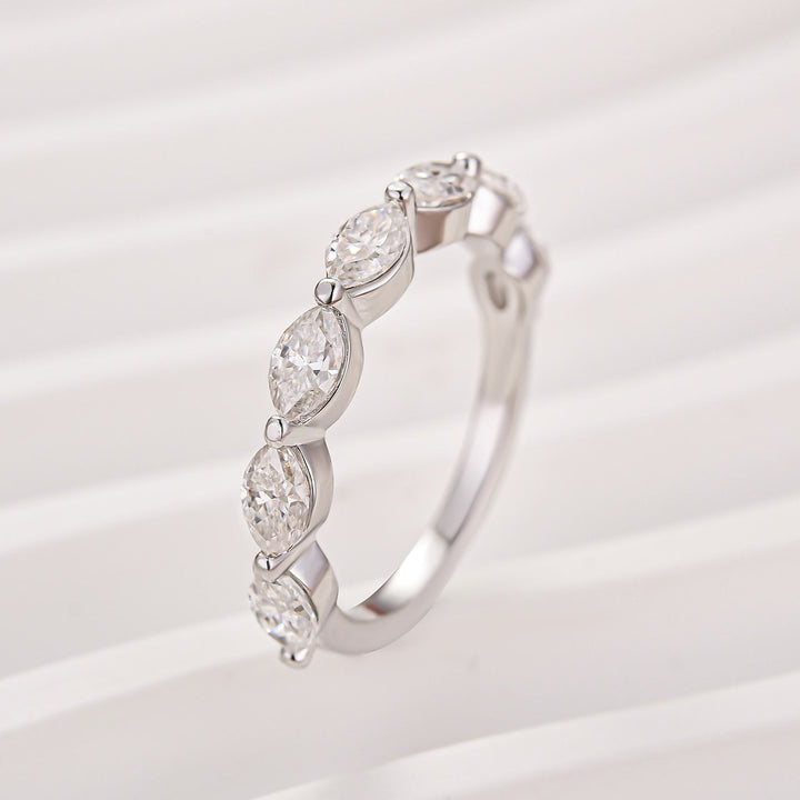 Moissanite 1.75CT Marquise Cut Stackable Half Eternity Ring In Sterling Silver