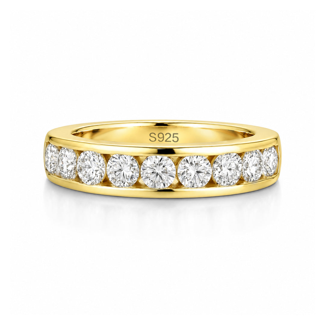 Moissanite 0.9Ct Channel Setting Round Cut Half Eternity Band