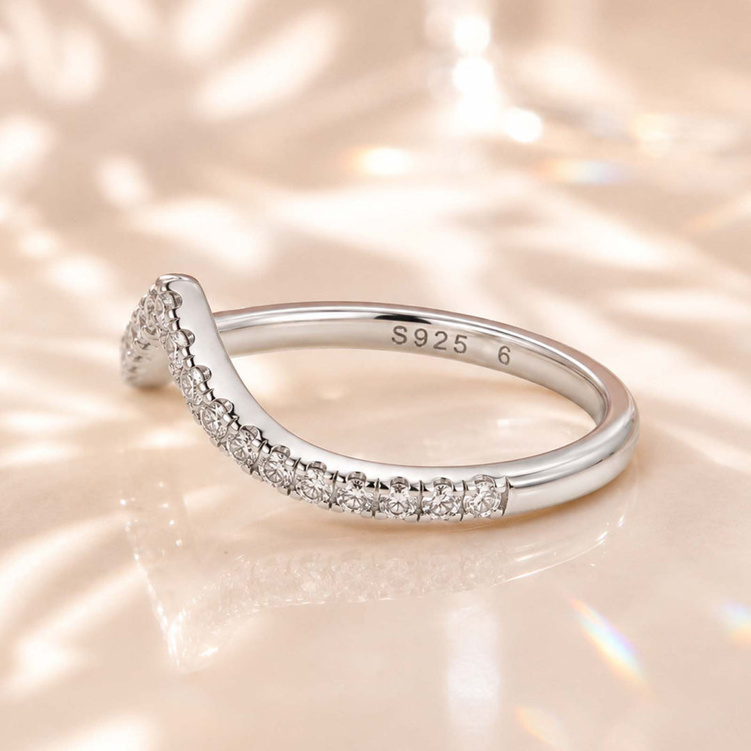 Moissanite Petite Pavé Curved Matching Wedding Ring