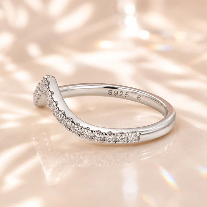 Moissanite Petite Pavé Curved Matching Wedding Ring